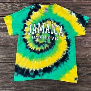 Jamaica One Love Rasta Reggae Tie-Dye Mens Streetwear 100% Cotton T-Shirt|Sz:L
